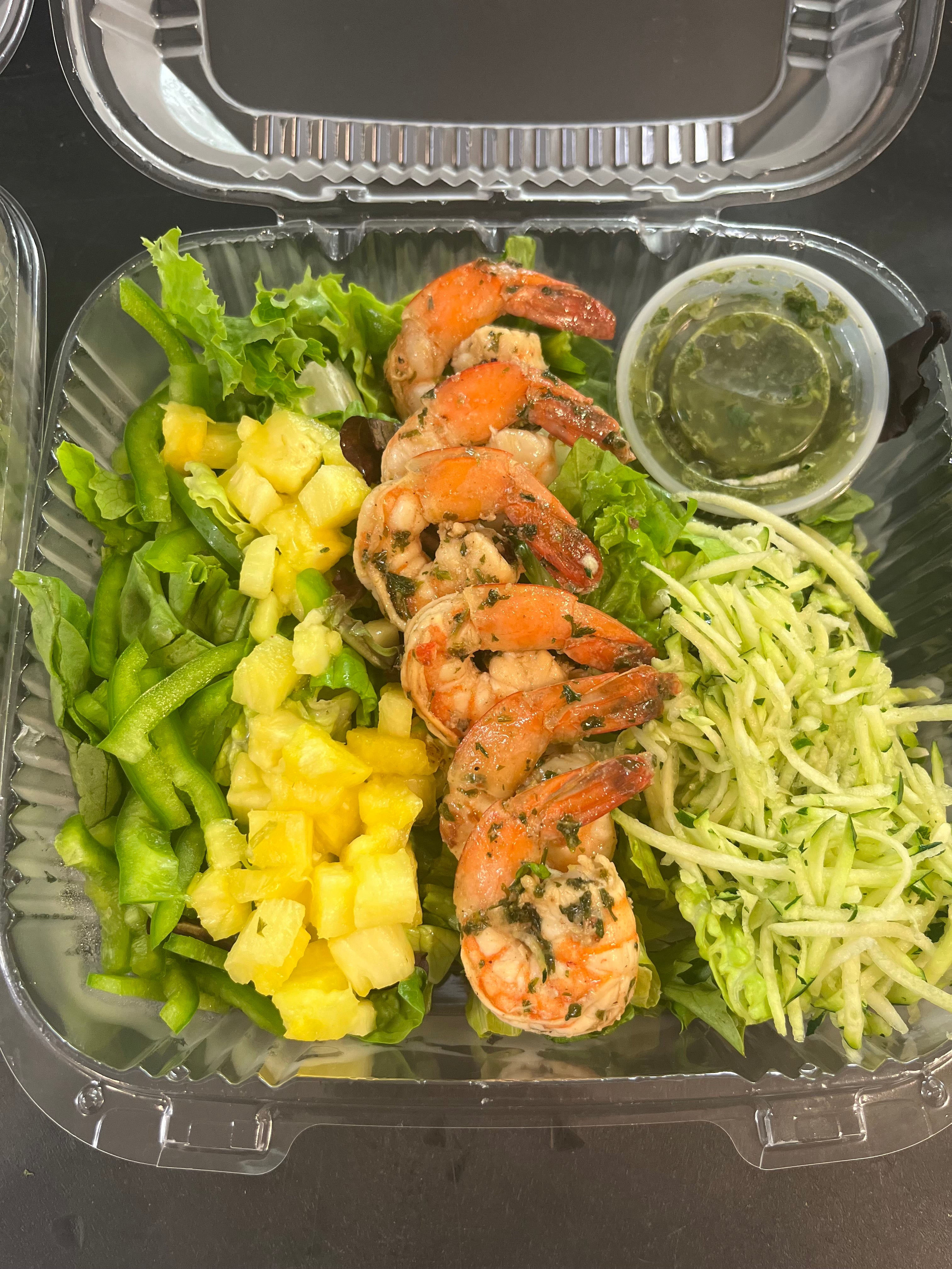 Lean Green Salad With Roasted Shrimp